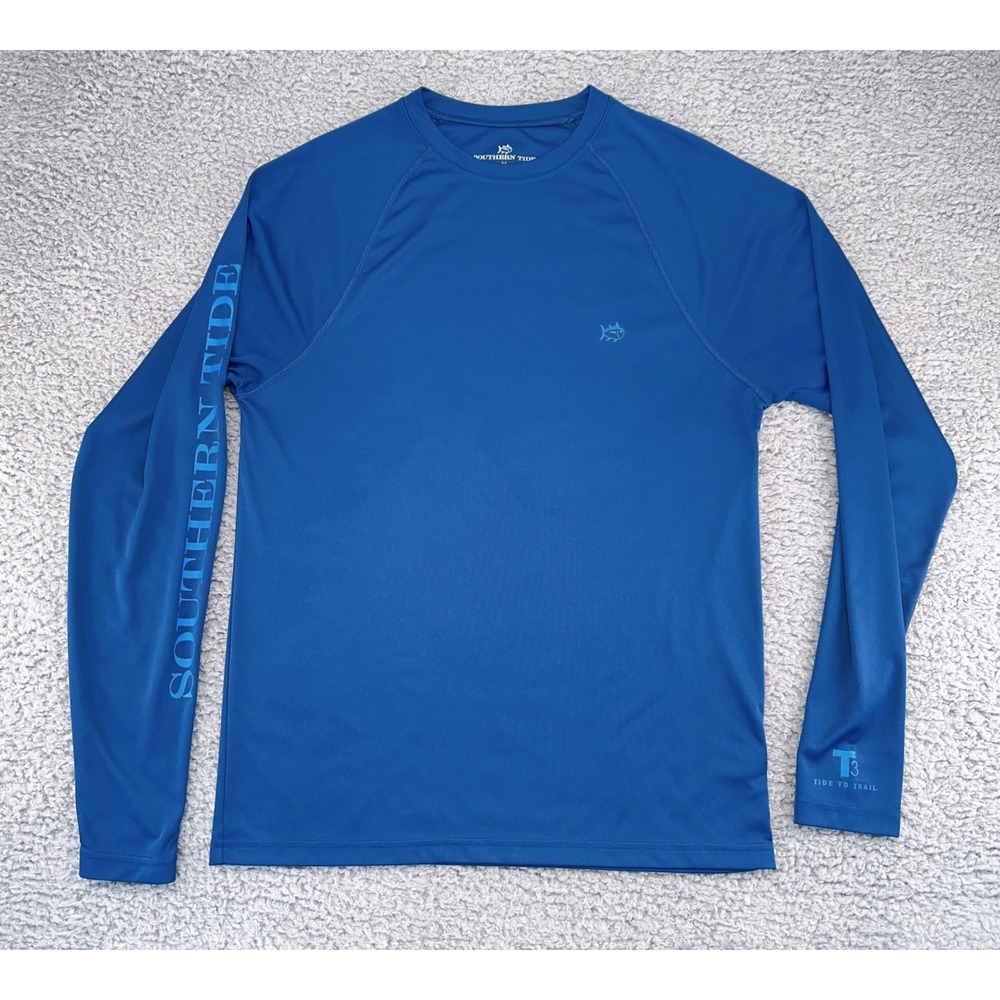 Southern Tide T3 Tide to Trail Performance Shirt Men's M Blue Long Sleeve Preppy